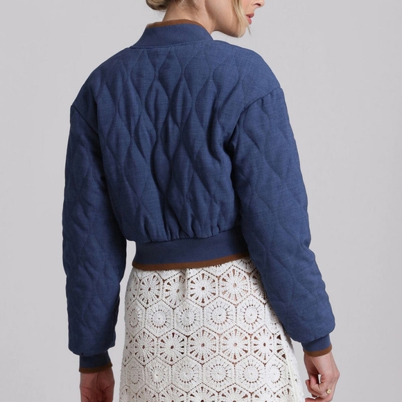 NWT Chambray Bomber Quilted Jacket - Picture 2 of 8